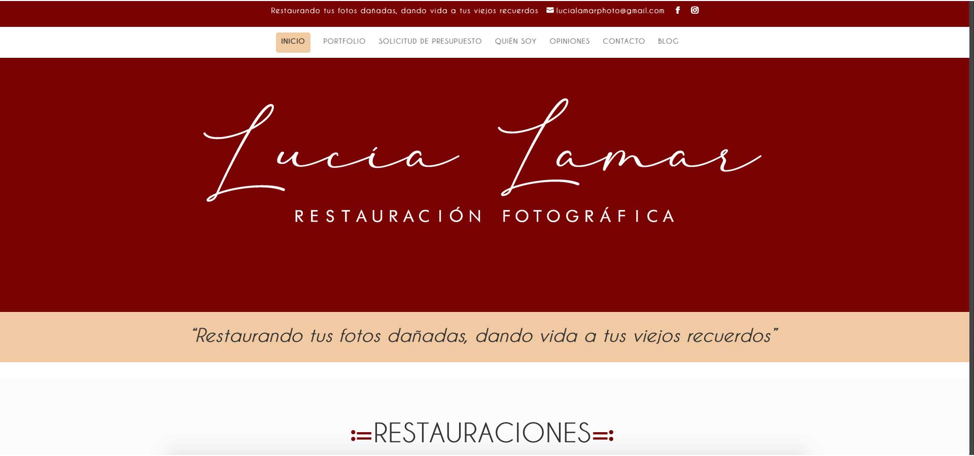 Creación y diseño página web Lucía Lamar