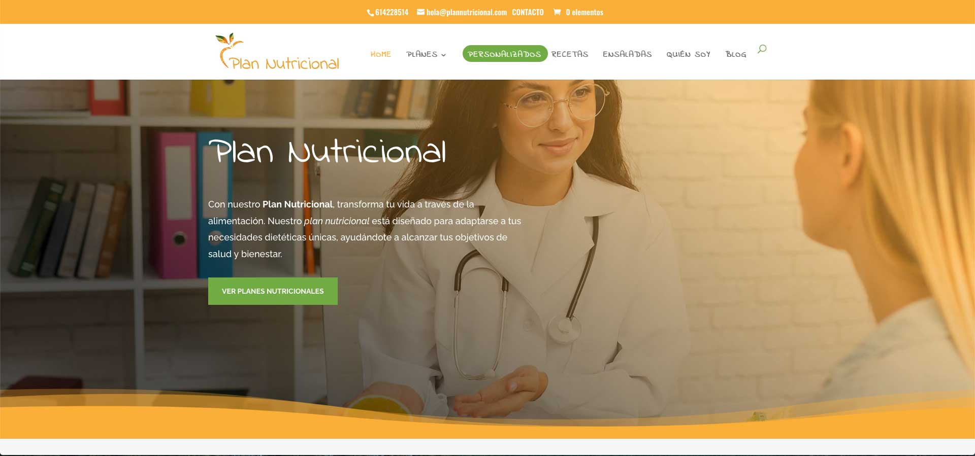 Creación y diseño página web Plan Nutricional