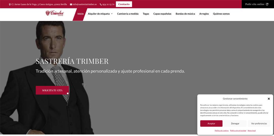 Diseño web: Sastrería Trimber